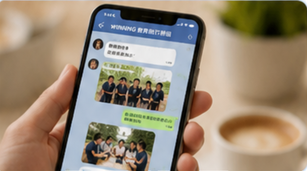 保護者専用LINEグループでの活動報告画面のイメージ
