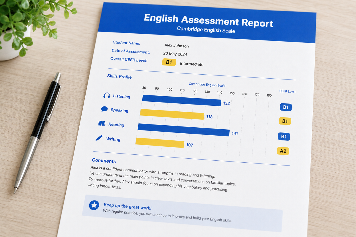 ケンブリッジ基準の英語能力評価レポート